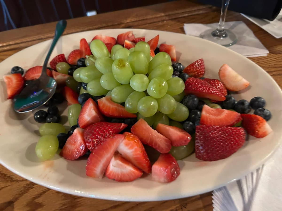 Fresh fruit platter of strawberries, grapes and berries from the Gavin's kitchen