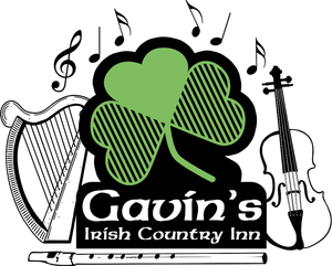 Gavin's Irish Country Inn logo — shamrock, harp and fiddle