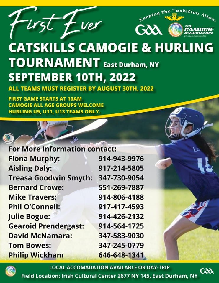 Catskills Camogie & Hurling GAA Tournament for U9, U11, and U13 Teams