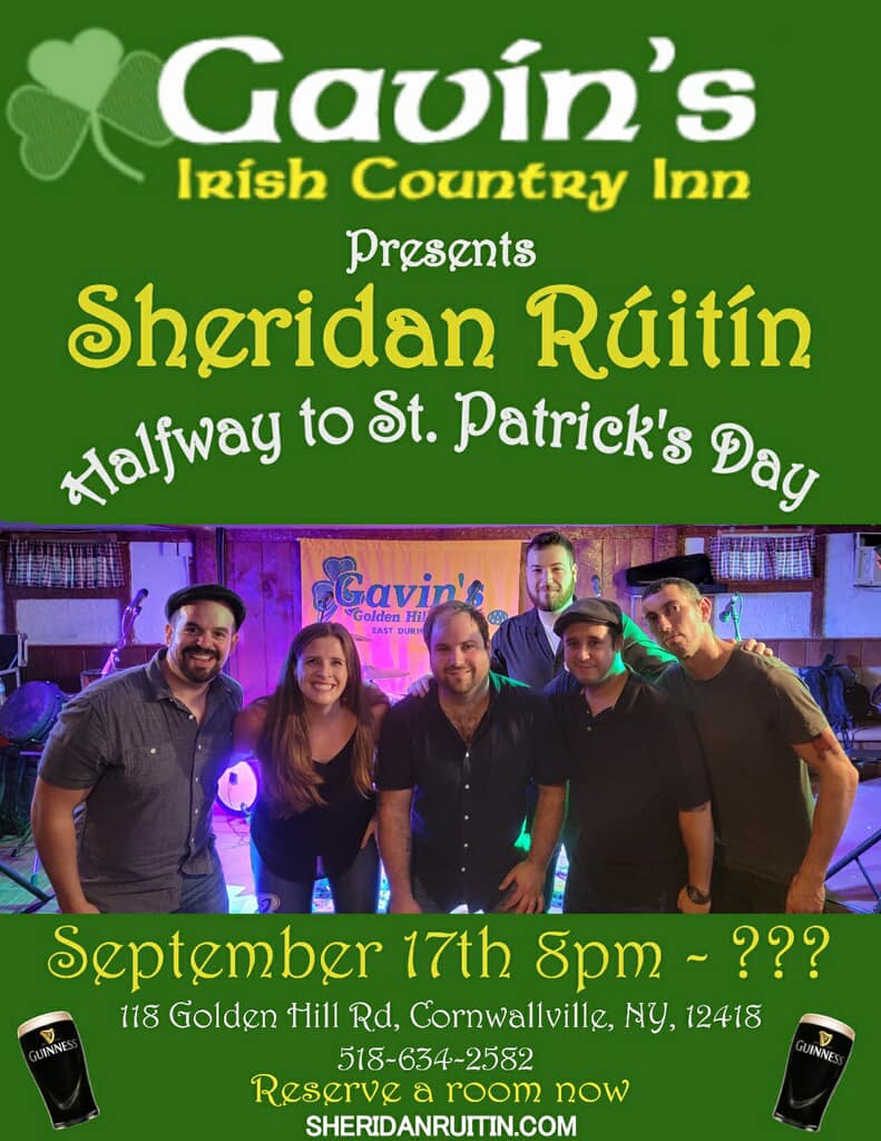 Halfway to St. Patrick's Day with Sheridan Ruitan..Full Pub Food Menu Available; Doors open at 7 pm; wear your green!
